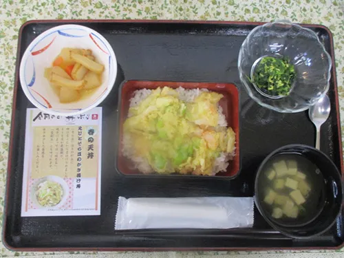 【春の天丼】海老とそら豆のかき揚げ丼[写真]